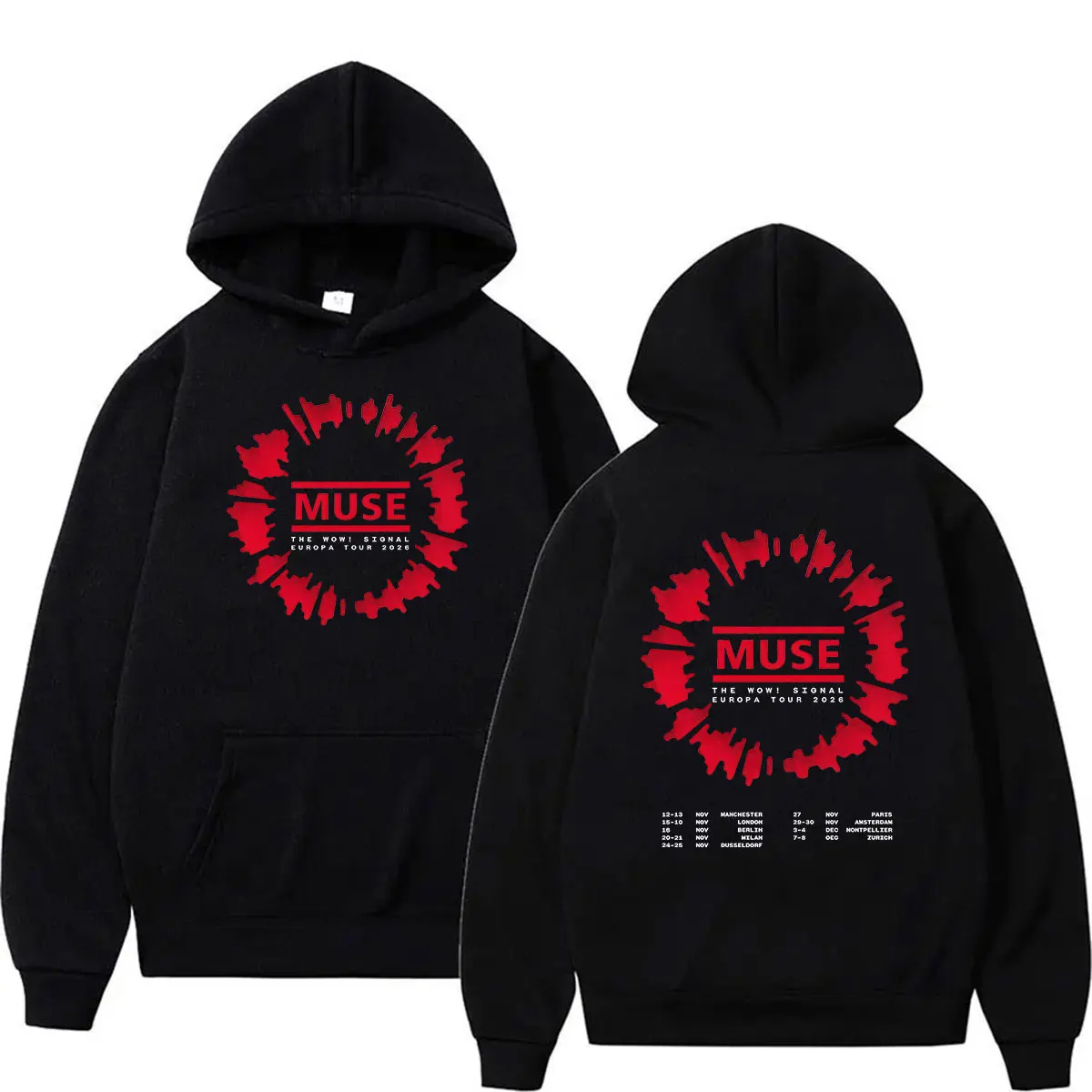 MUSE Band The Wow! Signal Tour 2026 Hoodie Men's Hip Hop Rock Pullover Sweatshirt Vintage Long Sleeve Fashion Hoodies Streetwear