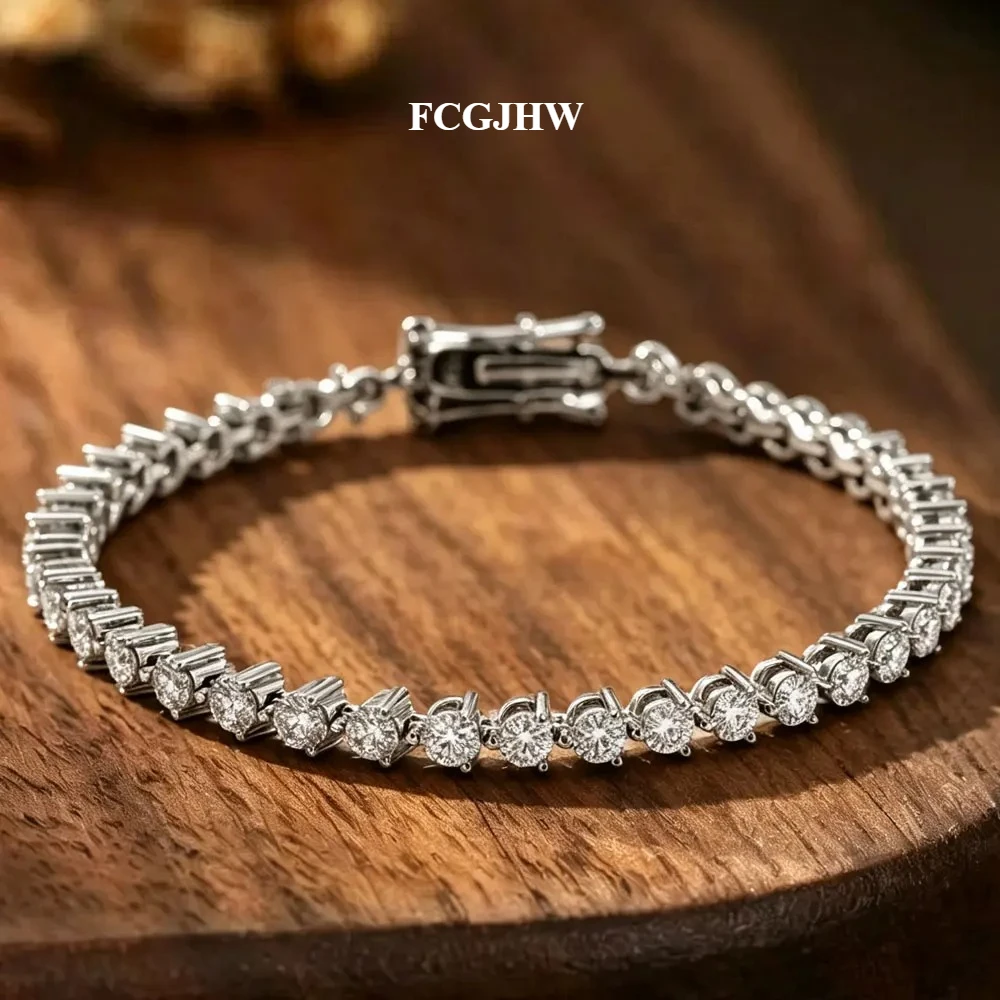 FCGJHW 2/3/4/5mm Moissanite Tennis Bracelet 3 Prong Setting Trendy Women Man GRA Certified Jewelry S925 Sliver Bracelets 2026