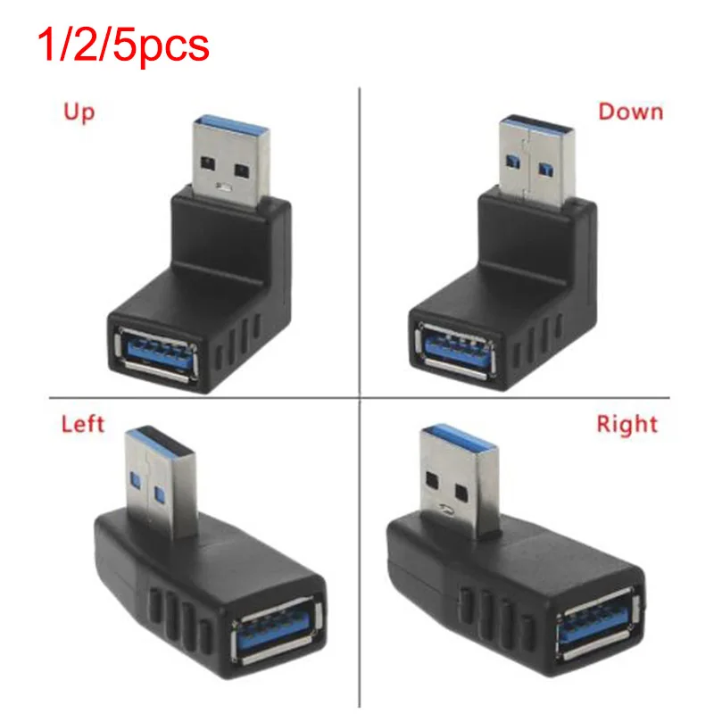 1/2/5pcs USB 3.0 A Male to Female Adapter Connector plug cable Extension Extender 90 Degree Angle Coupler For Laptop PC D6