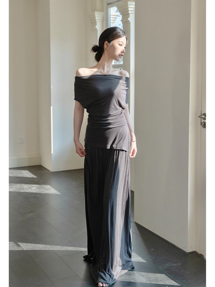 

SerioLudere Long Egg Character Elastic Waist Women's Base Layer Skirt Faionable Spring Collection Comfortable Cotton Blend