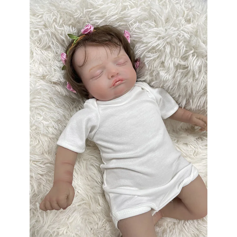 45CM Bebe Reborn Dolls Newborn Baby Rosalie Reborn Sleeping Baby Doll Ręcznie malowana lalka z widocznymi żyłami juguetes para niñas