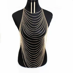 Body Chain Sexy Women Fashion Tassel Boho Backless Girl Full Belly Bra Bikini Jewelry Set Costume Bar Party Festival Accessories