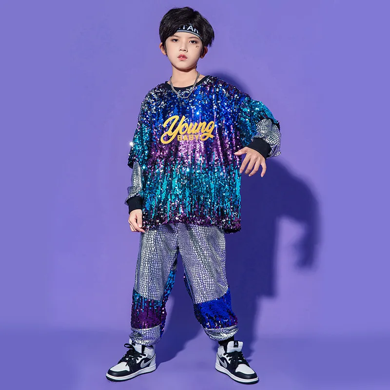 Kids Ballroom Dancing Clothes Hip Hop Costumes for Girls Boys Jazz Stage Outfits Dancewear Party Street Dance Wear T Shirt Pants