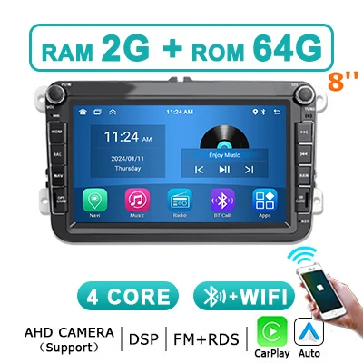 7 ''8'' 9 ''Scherm Android 14 Autoradio Carplay Voor Vw Amarok Skoda Fabia Limousine Roomster Seat Altea 2 Din Multimedia Speler