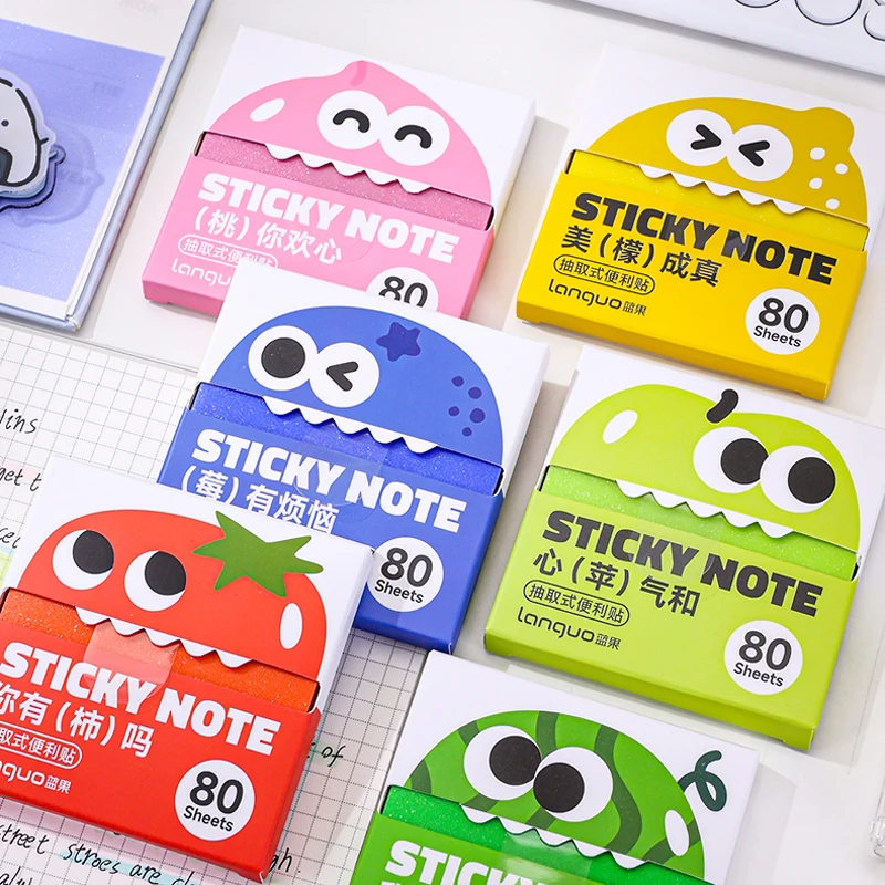  80 ورقة/صندوق سحب من نوع لزجة ملاحظة بيرليسسينت ورقة شفافة ذاتية اللصق لوحات مذكرة لمستلزمات القرطاسية المكتبية والمدرسية #6
