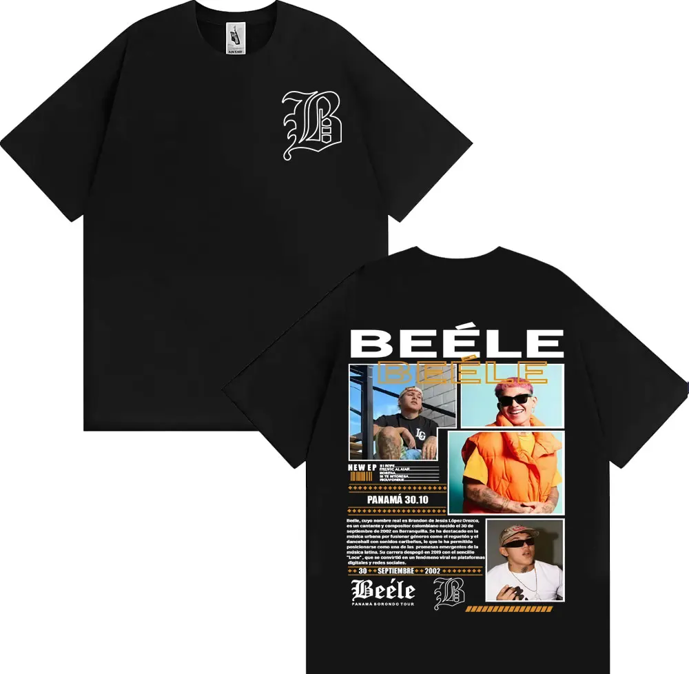 

Рэпер BEELE Panama Borondo Tour 2025, футболка с чехлом, мужская одежда, футболки в стиле Харадзюку в стиле хип-хоп, панк, футболка большого размера высокого качества