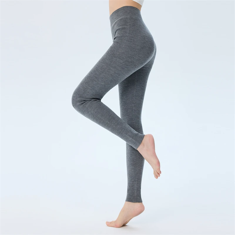 High Waist Slim Fit Woolen Pants for Women 100% Pure Wool Thick Warm Knitted Trousers Comfortable Soft Gentle Style Casual Pants