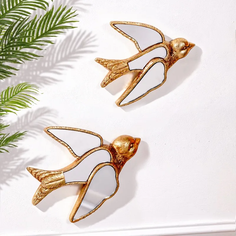 Creative Resin Material Swallow Decoration, Mirror Inlay, Suitable for Home Interior Wall Decoration Aesthetic Room Decor