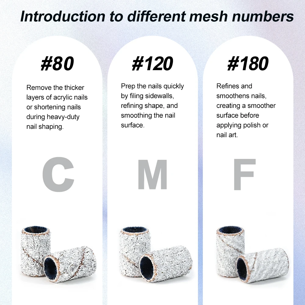 100 قطعة مسمار الفن الرملي العصابات 80/120/180 حصى براون/أسود/أبيض هلام إزالة البولندية باديكير مانيكير تلميع مطحنة لقمة ثقب