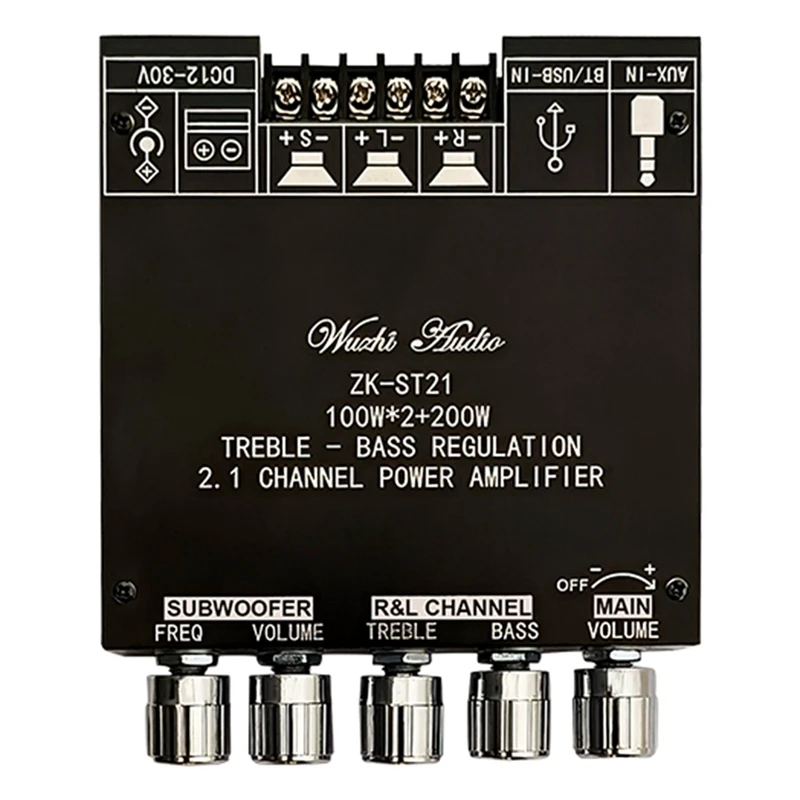TOP ข้อเสนอ ZK-ST21 บลูทูธเครื่องขยายเสียงดิจิตอล 2.1 ช่อง 100Wx2 + 200W ซับวูฟเฟอร์ชิป TPA3221 Hifi สเตอริโอเครื่องขยายเสียง