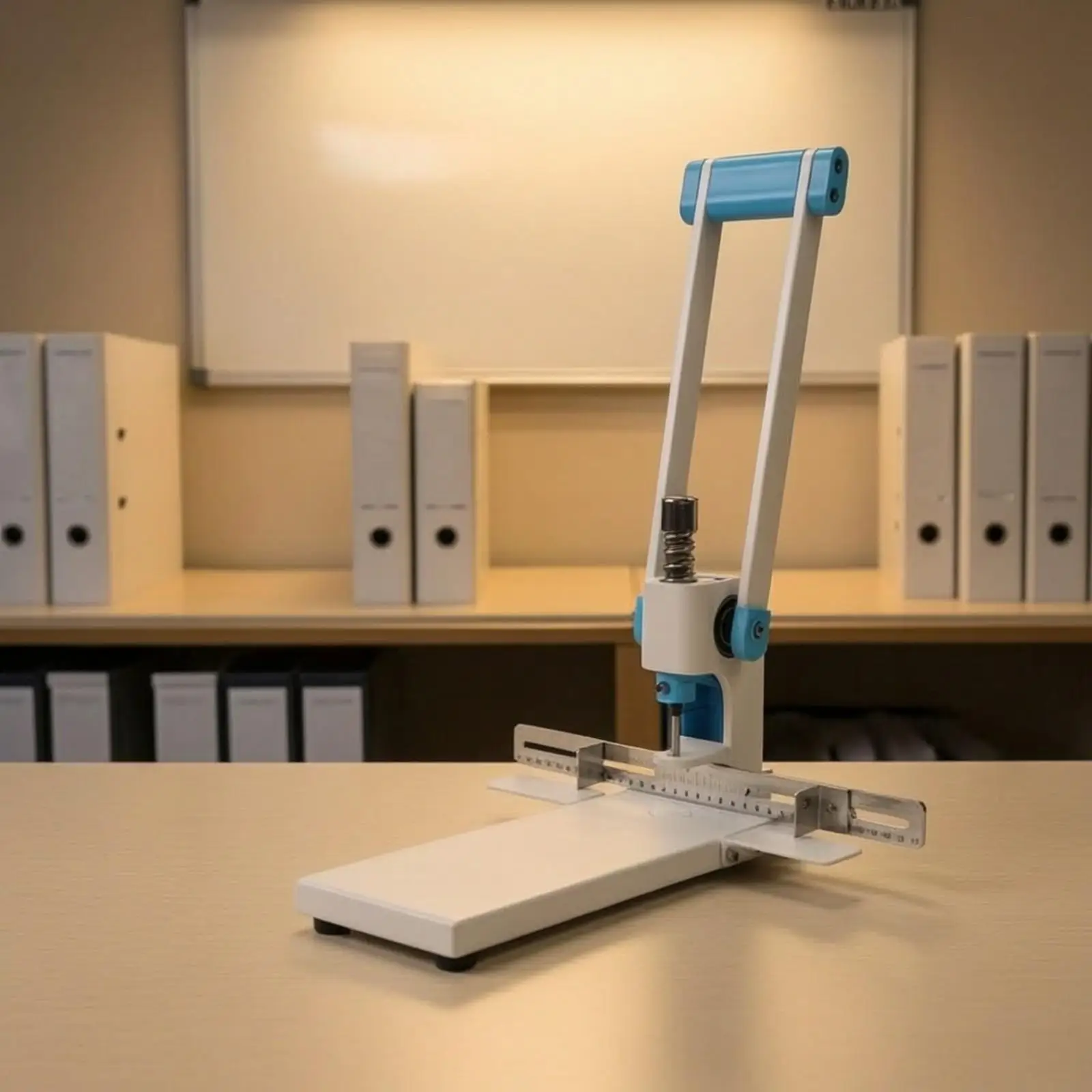 Sturdy Heavy Duty Hole Puncher Desktop Manual Single Hole Paper Punch Extended Lever Flat Base with Positioner for Thick Stack