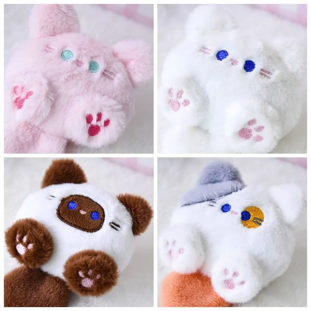 Kawaii Plush Brooch Coffee Cat Plush Keychain Stuffed Fluffy Cute Cat Plush Doll Soft Colorful Animal Plush Key Chain Kid Girls