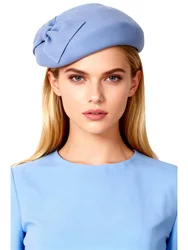 Black 100% Wool Felt Fascinator Hats for Women Elegant Wedding Derby Tea Party Church Dress Formal Bow Detail Hat