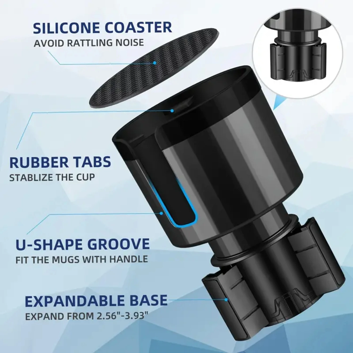 Clearance_Upgraded Car Cup Holder Expander with Adjustable Base Stable Auto Bottle Support Universal for 6.5CM-10.5CM Cup Holder image 4