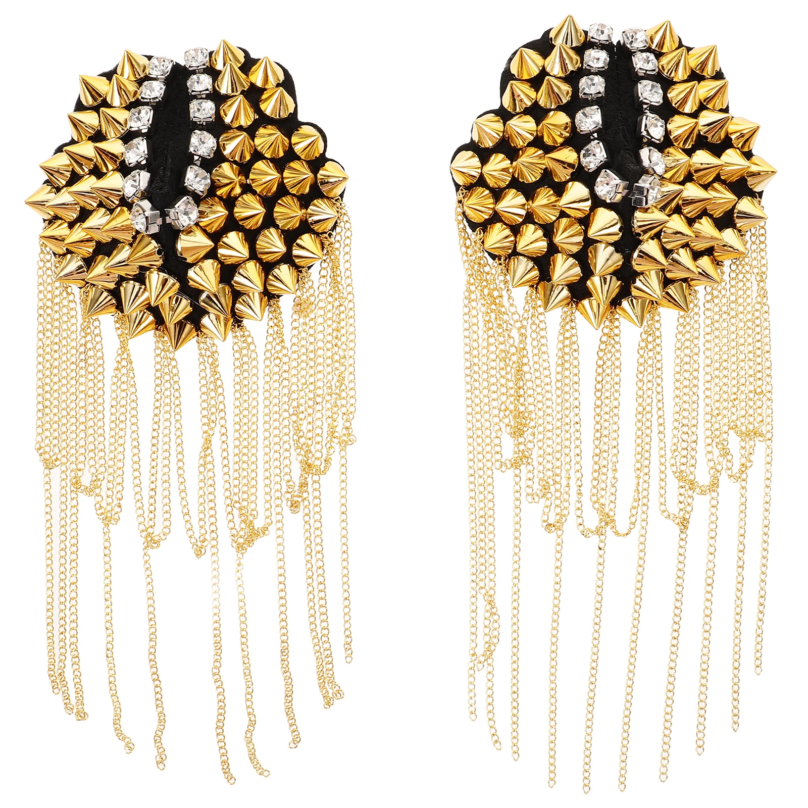 

2pcs Metal Clothing Accessories Punk Shoulder Epaulets Tassel Chain Badge DIY Epaulets Badges Retro