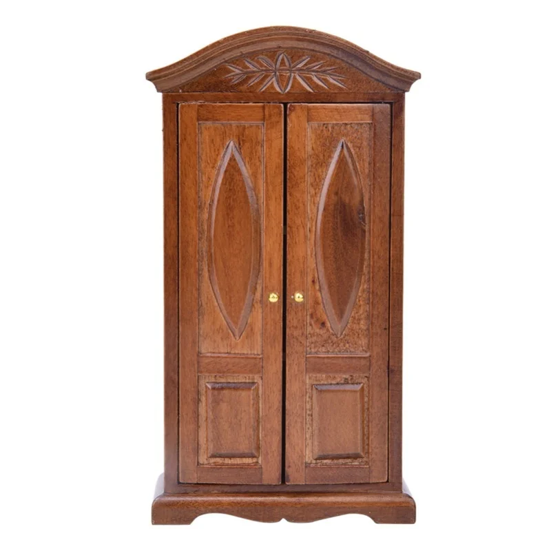 

Миниатюрный шкаф для кукольного домика, белый, деревянный, с двойными дверцами, для домашнего использования