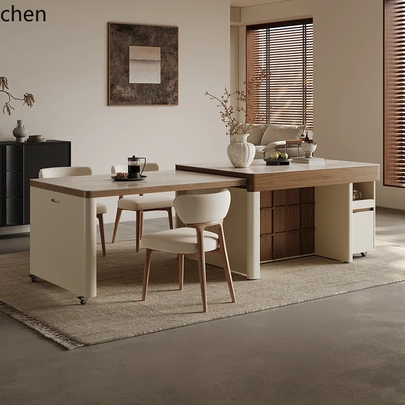 YFY  island table integrated three-stage retractable rock slab medium antique dining table and chair combination