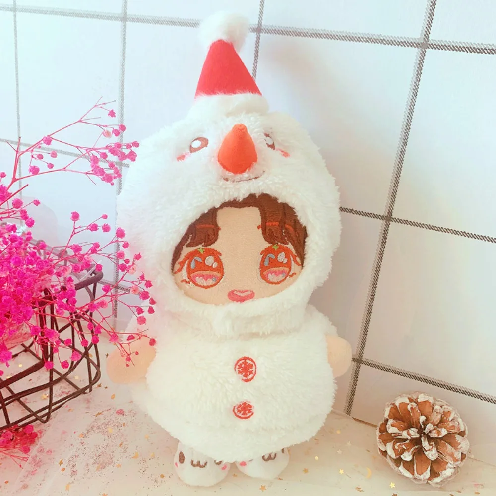 Boneco de neve de natal 20cm algodão boneca roupas substituição roupa de boneca de pelúcia terno diy roupas chapéu de pelúcia