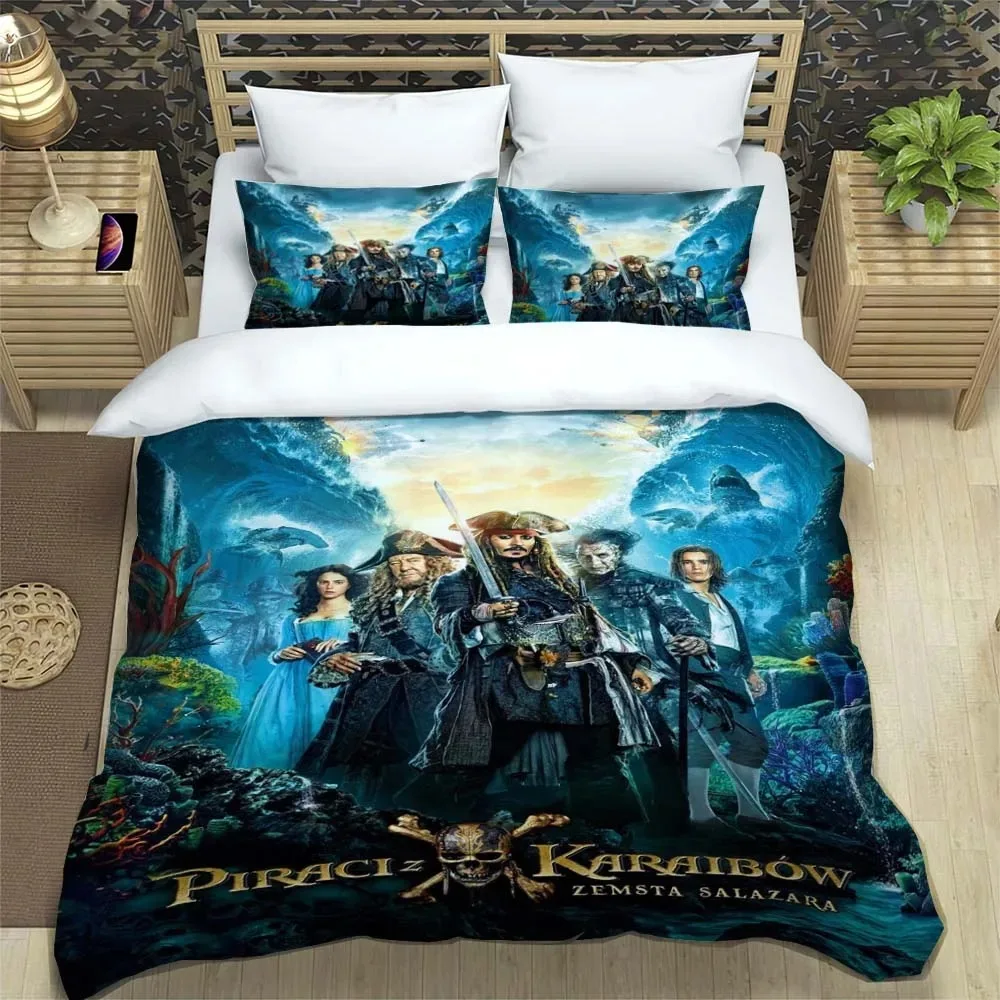 

Disney Bedding Set Pirates of the Caribbean Duvet Pillowcase Queen Double Bed, Home Room Bedroom Pirate Duvet Cover Boy Gift