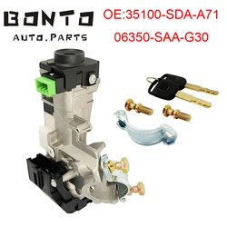 BONTO Car Ignition Switch Cylinder Lock With 2 Key For Honda Accord CRV Civic Odyssey OEM:35100-SDA-A71 06350-SAA-G30