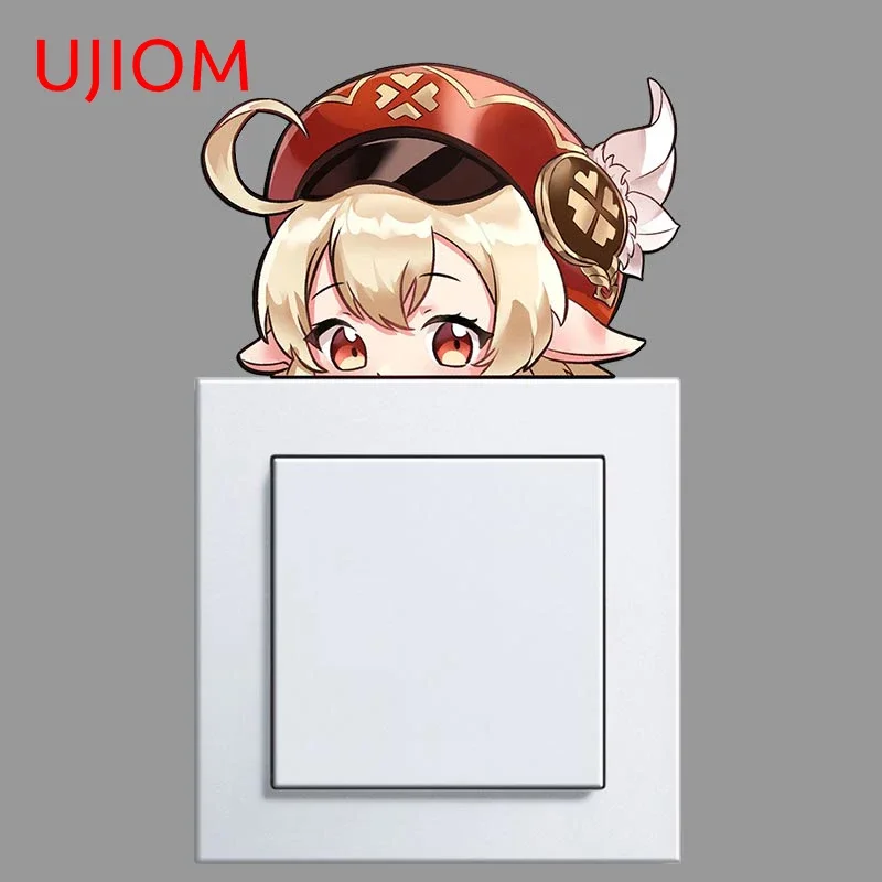 UJIOM 13cm X 9.5cm Game Genshin Impact Peeker Wall Sticker Amusing Switch House Decal Creative Mural Art Home Decoration