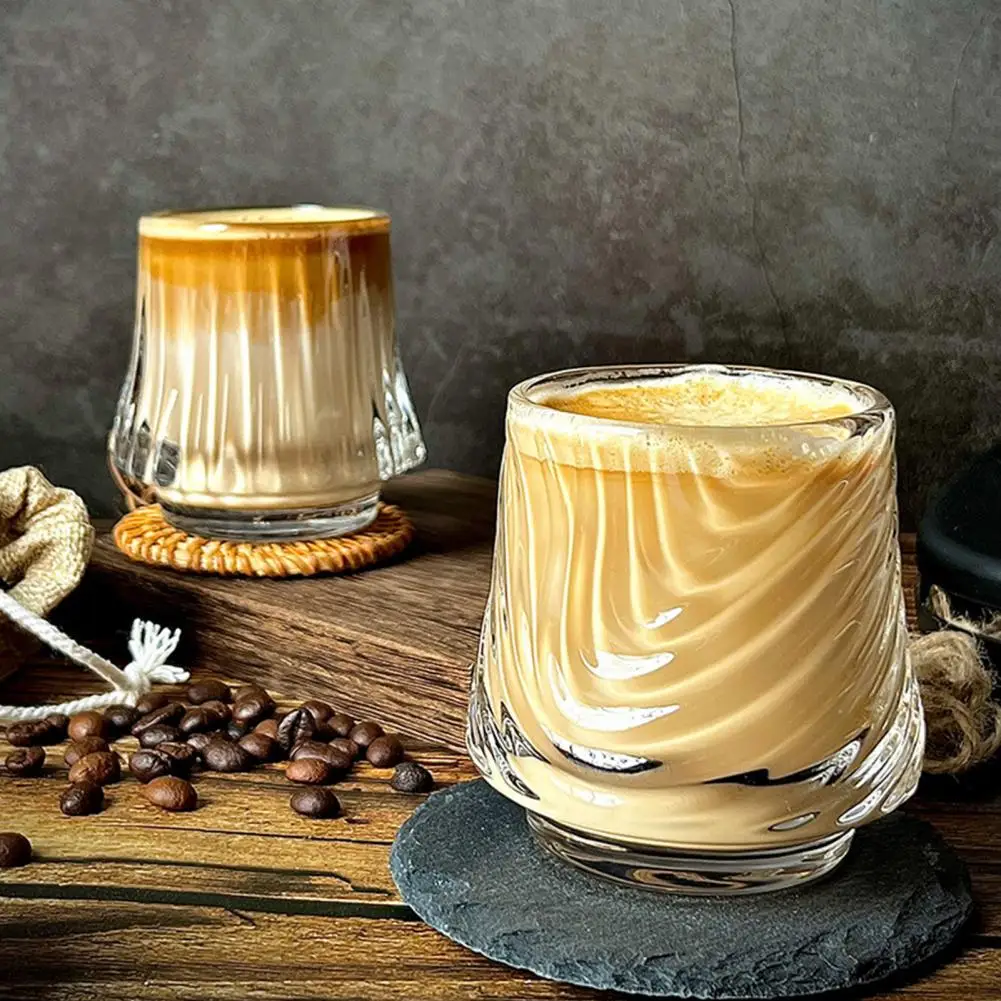Internet Celebrity Style Cup Volcano Texture Glass Coffee Cup 150ml Whiskey Tumbler with Embossed Design Espresso for Latte