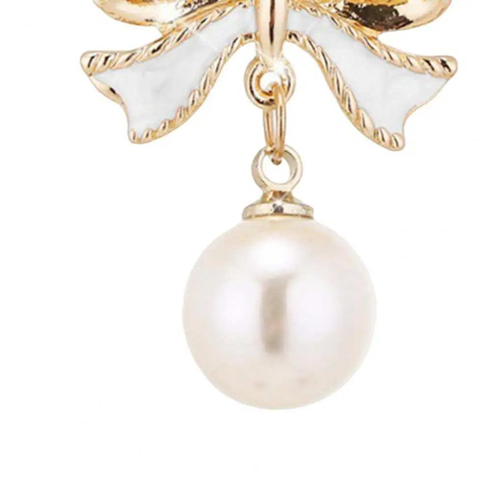 Bow Earrings for Women Faux Pearl Drop Dangle Bowknot Earrings Valentine's Day Jewelry Accessory Gifts for Girls