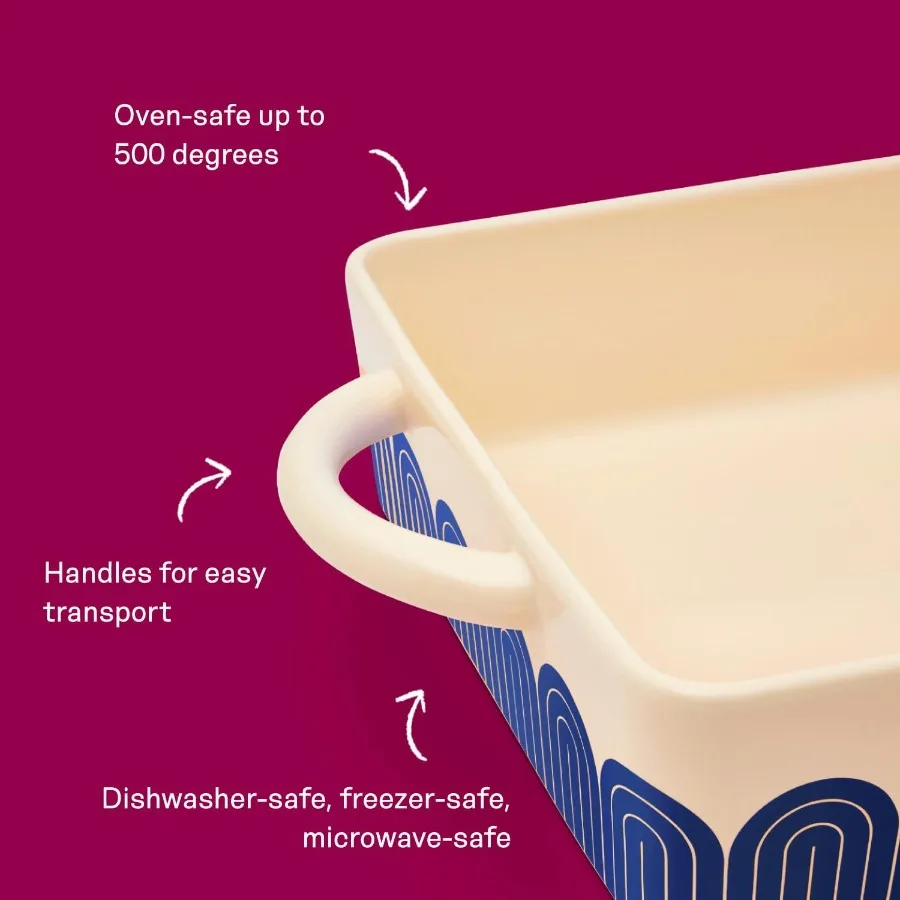 طبق ساخن عنبية 9 بوصة × 13 بوصة طبق كسرول سيراميك آمن حتى 500 ° F فريزر غسالة الأطباق وصديق للميكروويف مثالي لـ Lasagna #3