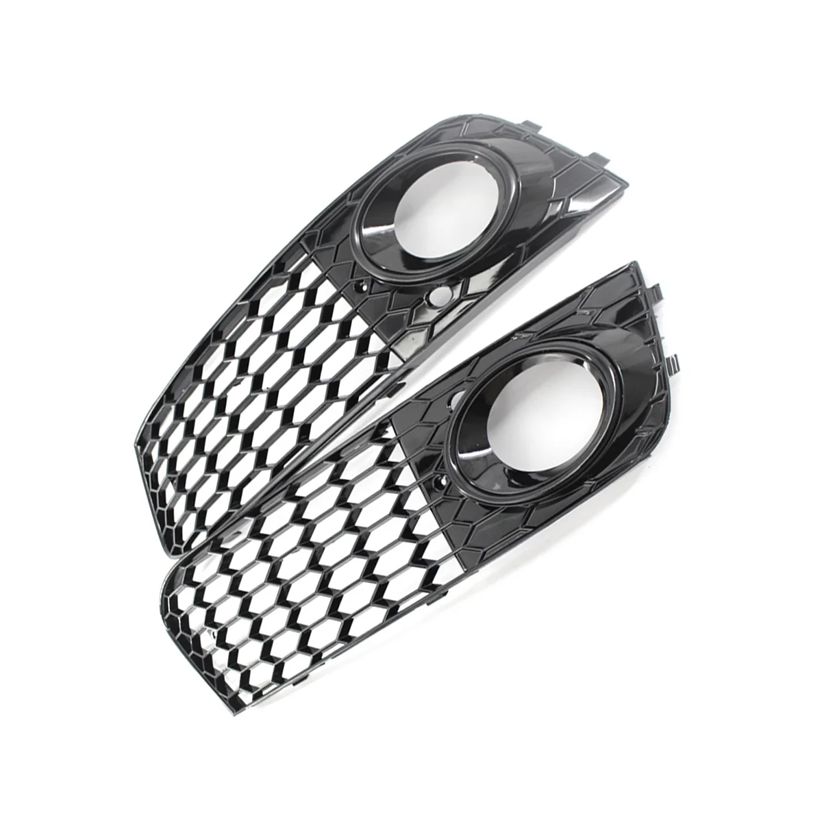 Honeycomb Mesh Fog Light Trim Frame Fog Lamp Grille for Audi A4 B8 RS4 2009-2012 Glossy Black 8KD807682 8KD807681