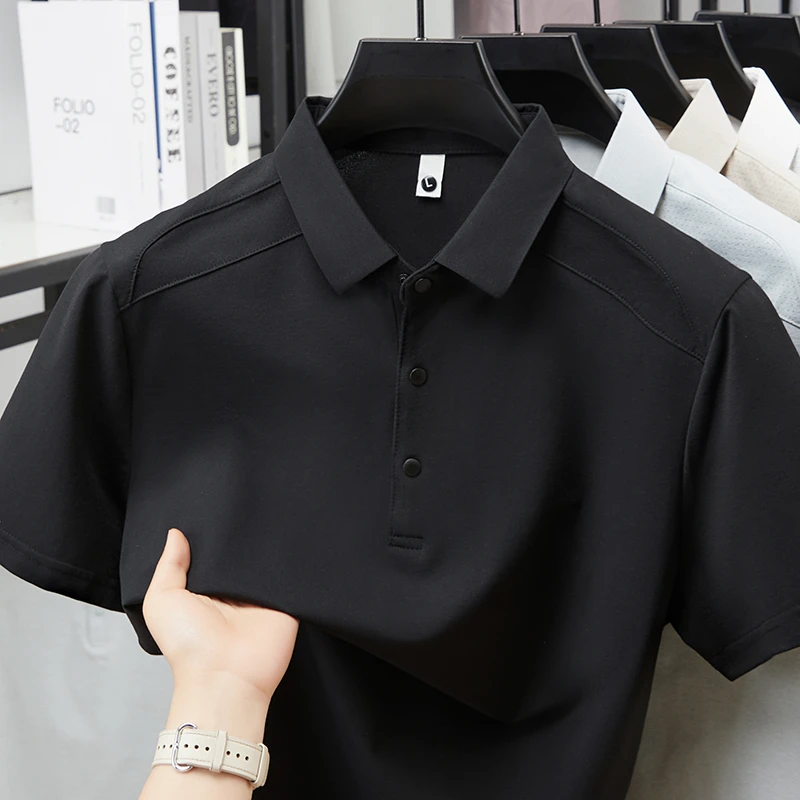 Herren Poloshirt mit Reverskragen, Kurzarm, Weicher Knitterfreier Stoff, Perforierte Schultern, Lässiges Business-Alltags-Sommeroutfit – Detail 17