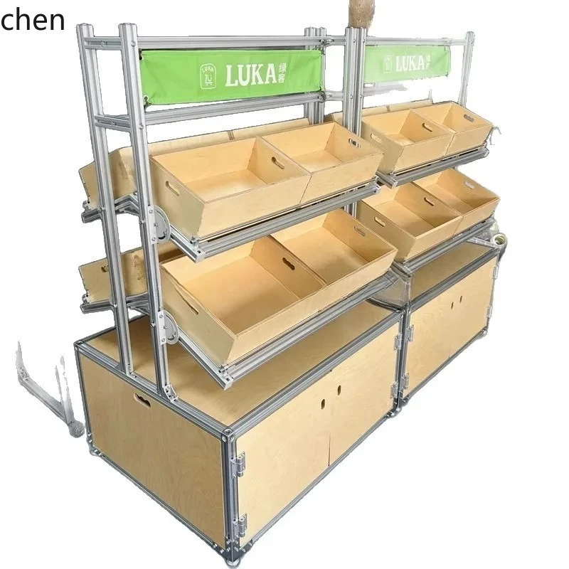 PYH Aluminum Profile Industrial Style Shelf Fruit and Vegetable Storage Display Cabinet  Multi-layer Display Rack