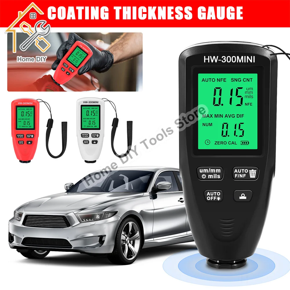 HW-300PRO Coating Thickness Gauge 0-2000UM Car Paint Film Tester Measuring Manual Paint Tools Thickness Gauge High-precision