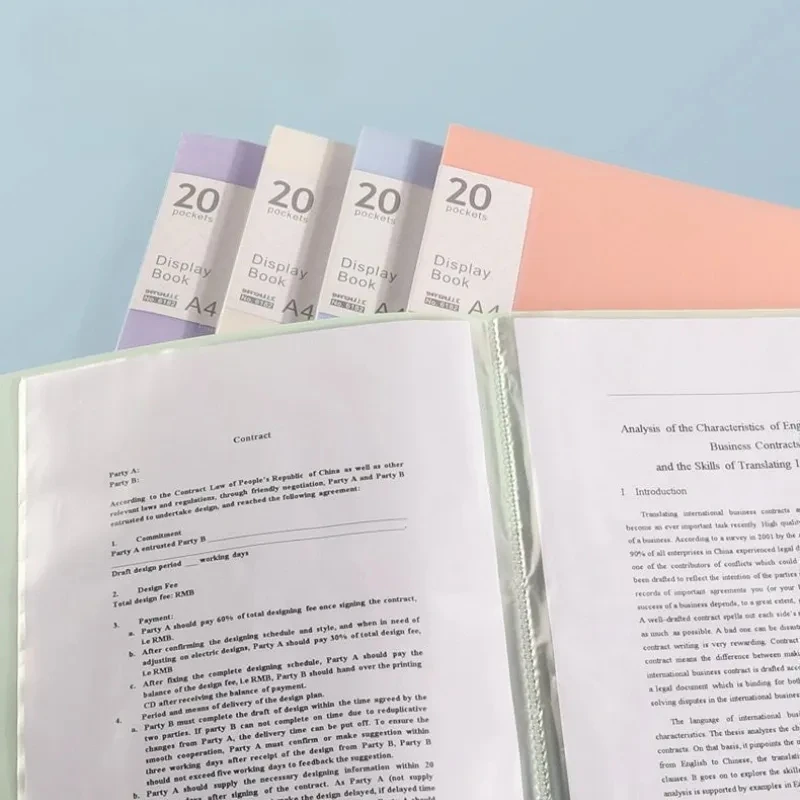 

20 pages A4 Folder Information Kit, 1 Piece, Transparent Multi-Paged Information File for Students to Store Exam Papers