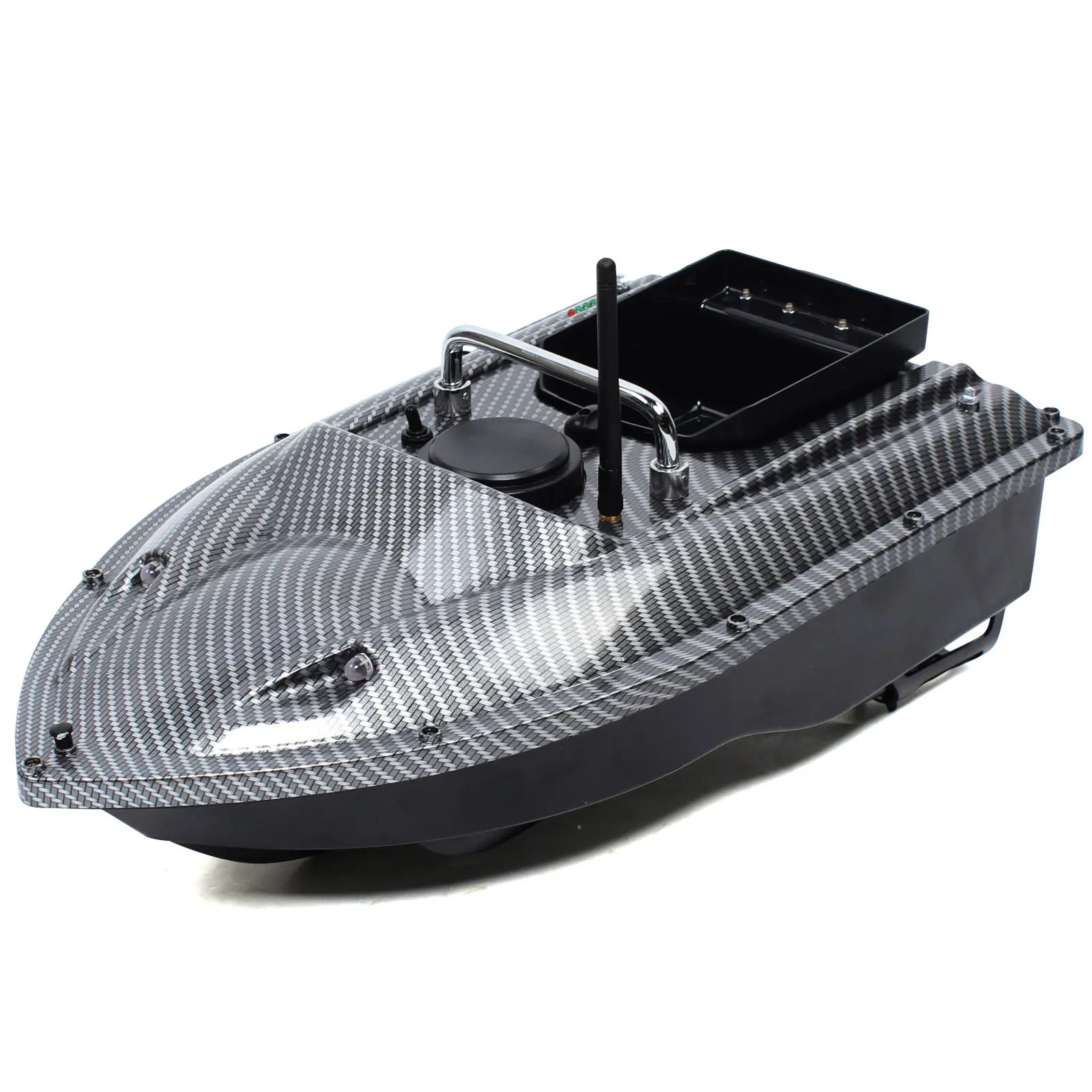 Hoge kwaliteit RC-aasboot met grote capaciteit GPS RC-aasboot met 500 m bediening met LED Cruise Light Zwart