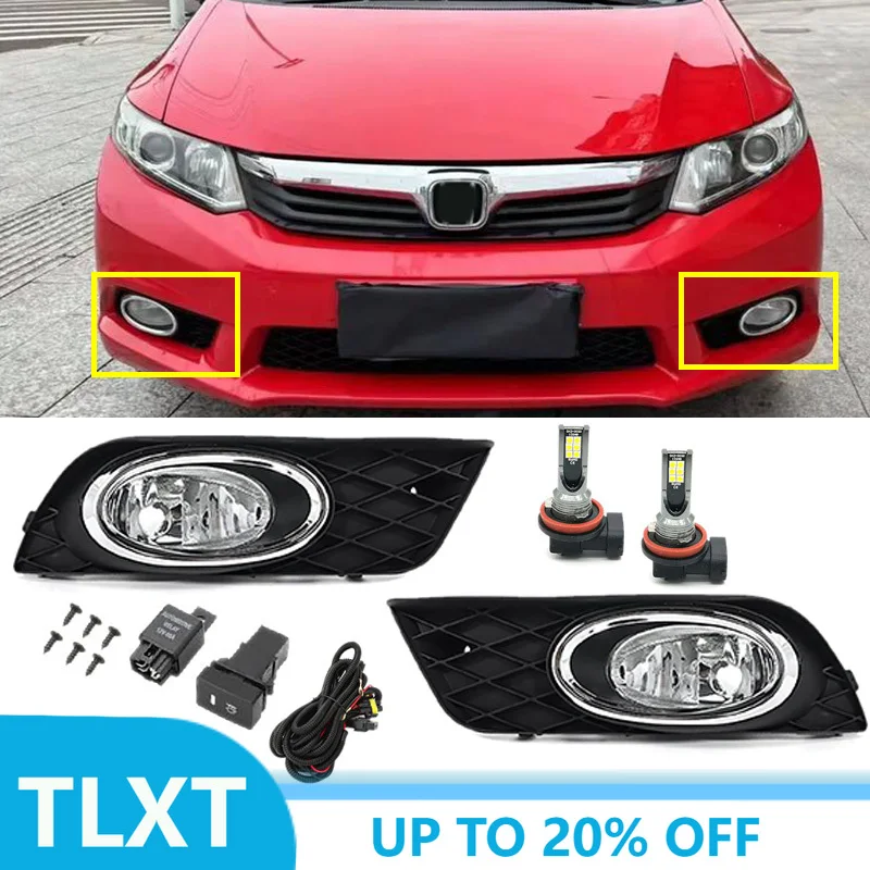 

Комплект противотуманных фар для Honda Civic Sedan 2009-2013, левая и правая, передняя решетка бампера, противотуманные фары, сигнальные лампы с проводкой