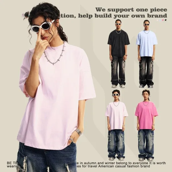 short sleeve tee retro washed style suitable for cool weather round-neck short-sleeved men's T shirt