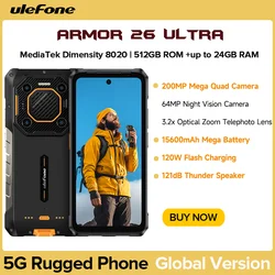 【New】Ulefone Armor 26 Ultra Rugged Waterproof Smartphone 5G 120W 15600mAh 200MP RAM Up to 24GB ROM 512GB