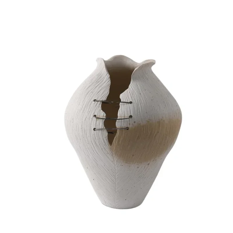 

Special-shaped ceramic vase, living room flower arrangement, wabi-sabi antique soft decoration designer flower ware