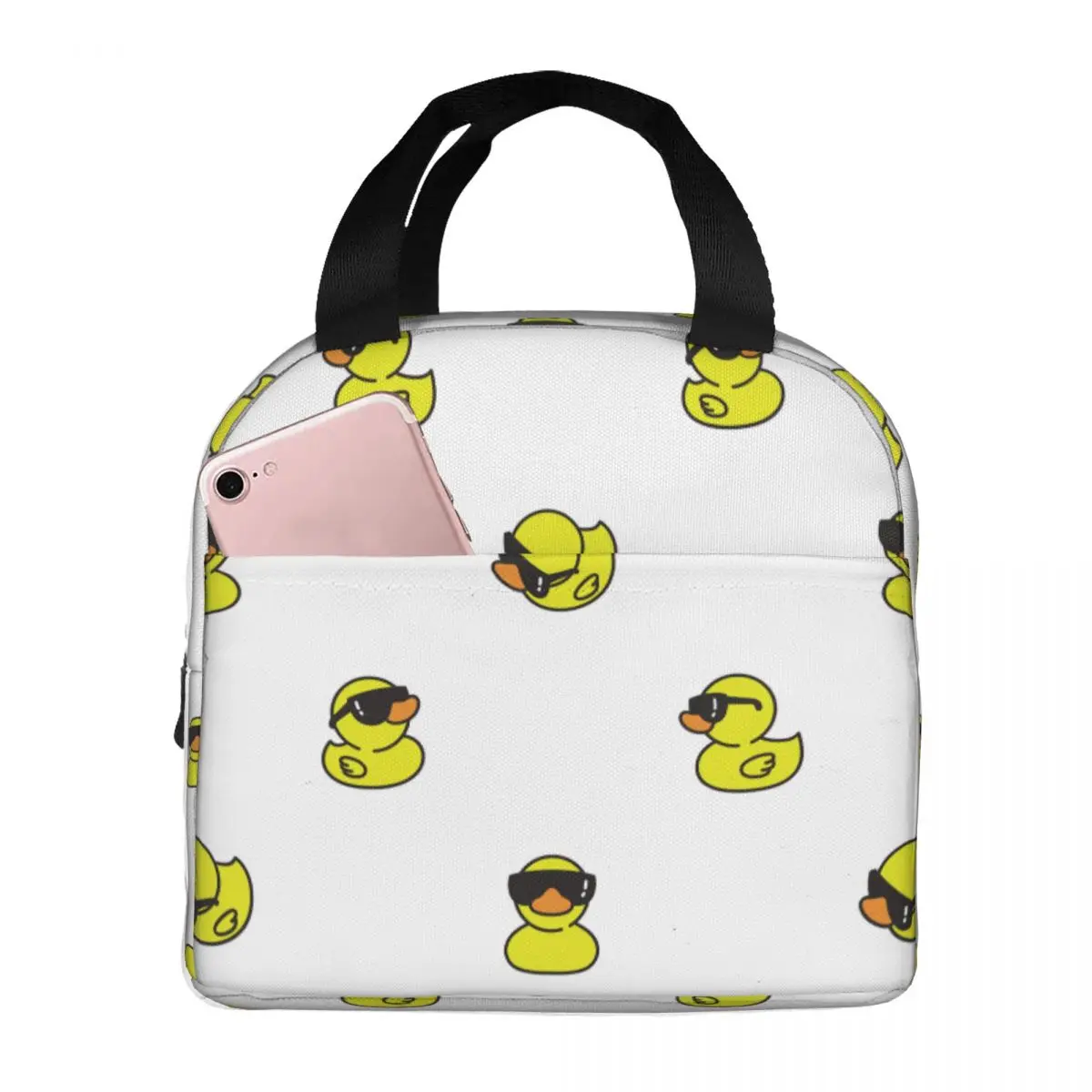 

Изолированная сумка для обеда с рисунком желтой утки, большая многоразовая сумка-холодильник, сумка-тоут, ланч-бокс, школьные путешествия, мужчины, женщины