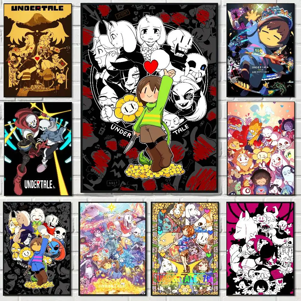 GAME Undertale Cartoon Anime Poster Watercolor Art Kids Room Decoration Wall Hanging Painting Kids Gift