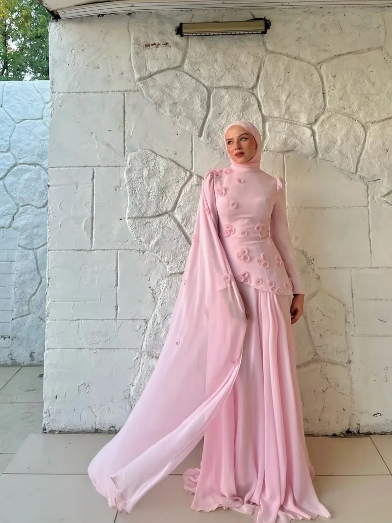 SSYTENS Modest Mermaid Evening Dresses Muslim Pleats Full Sleeves Prom Dresses Beaded Formal Occasion Prom Gowns 2026 Customized