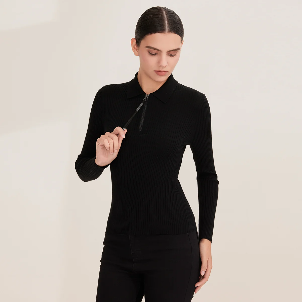 BY4521226 여성용 100% 울 골지 니트 쿼터 - Women'S Fashion Quarter Zip 리뷰 및 가격