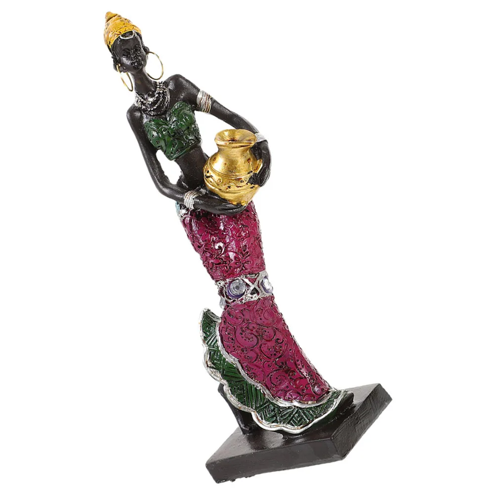 

1 Piece African Statue Resin Handcrafted Decoration for Home Office Desktop Exotic Female Sculpture Craft
