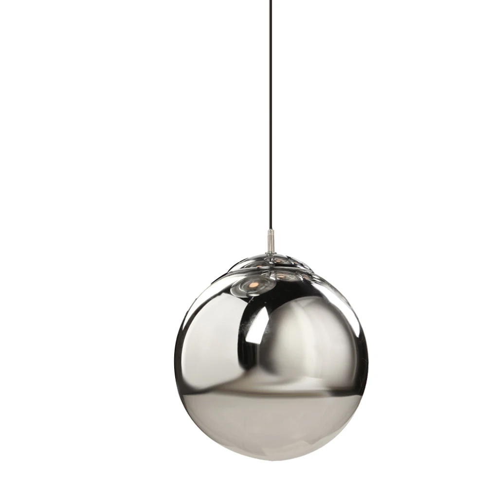 

Modern Pendant Lights Silver Mirror Ball Hanglamp Glass LED Lamp Kitchen Living Room Bedroom Suspension Luminaire(25cm)