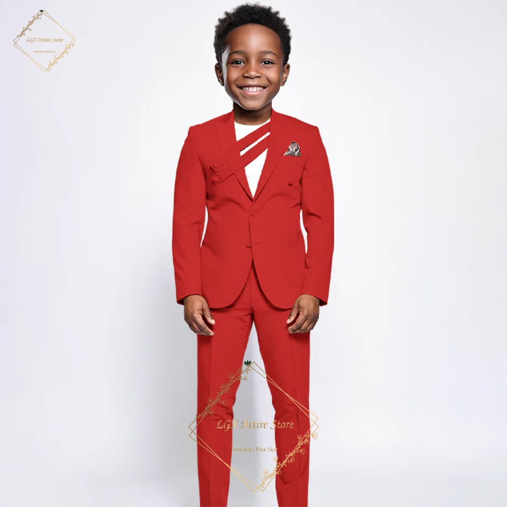 

Kid's Stylish Notch Lapel 2-Button Suit 2-Piece (Jacket + Trousers) – Slim Fit, Perfect for Weddings, Ring Bearers & Parties