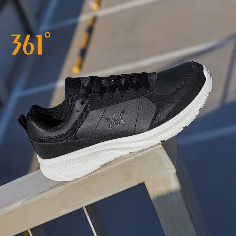 

361 Degrees Men Running Shoes New Leather Water-repellent Lightweight Comfortable Rebound Simple Jogging Male Sneakers 672432226
