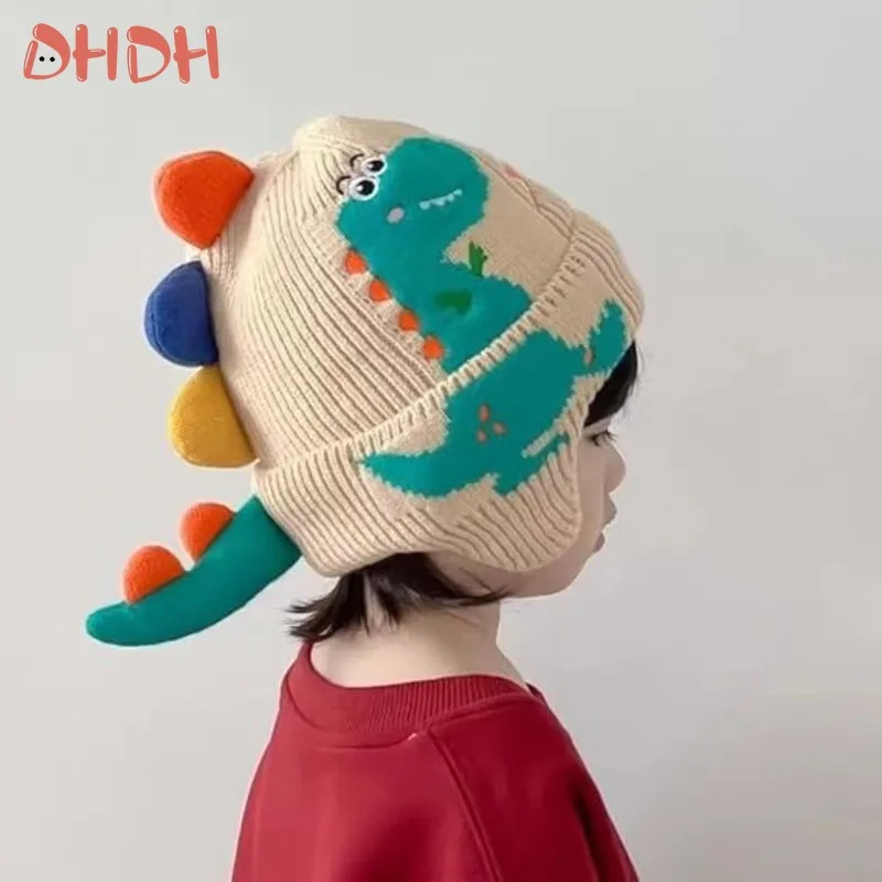 

Cartoon Dinosaur Baby Knitted Hat Autumn Winter Baby Hat for Boys Girls Soft Comfortable Newborn Photography Outfit
