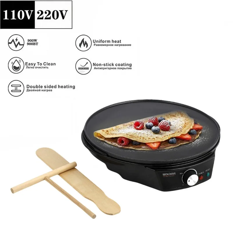 Plancha Eléctrica para Crepas y Panqueques de 110V, Máquina para Hacer Rollitos Primavera, para Freír Bistecs y Huevos