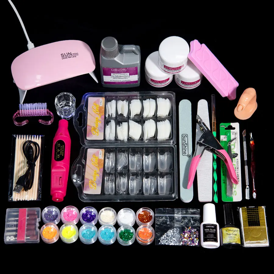 

Acrylic Manicure Tool Set Acrylic Powder Nail Kit Quick Extension Kit Glitter Power Liquid Fake Nails Complete Nail Kit