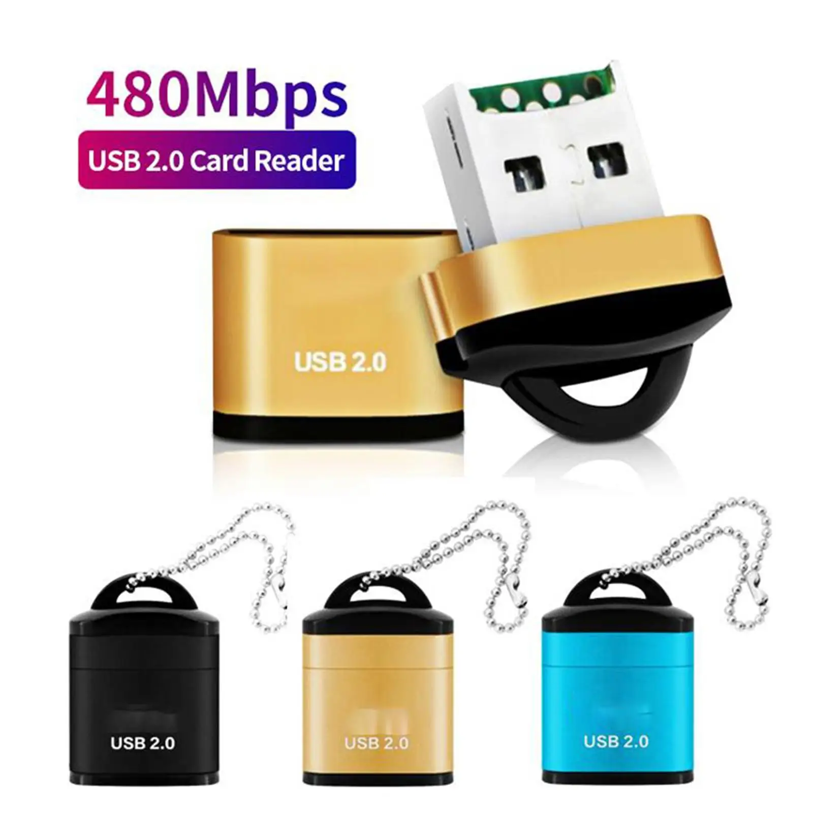 เครื่องอ่านบัตร TF SD ขนาดเล็ก USB 2.0อ่านการ์ดความจำโทรศัพท์มือถืออะแดปเตอร์ USB ความเร็วสูงสำหรับแล็ปท็อปอุปกรณ์เสริม X0q4